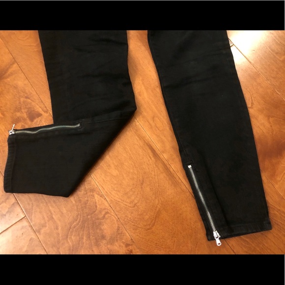 J Brand Hanna High Rise Crop Black Denim Skinny Jeans with Ankle Zippers - Picture 3 of 7